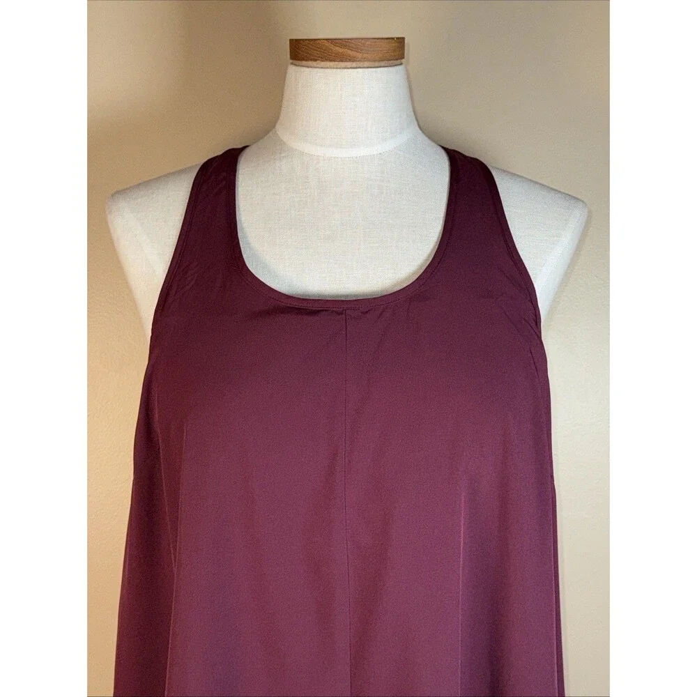 Halara Breezeful Backless Racerback Midi Dress Womens XL Burgundy Quick Dry NWT